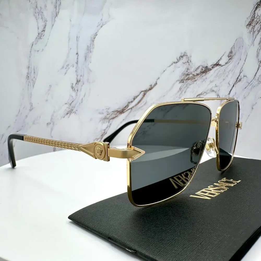 NEW VERSACE Gold Metal Sunglasses